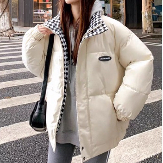 Áo phao viền caro