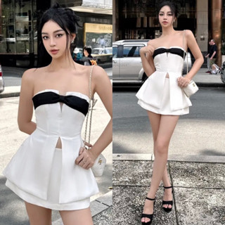 Set áo cúp nơ xẻ ngực kèm chân váy - Baobei Boutique