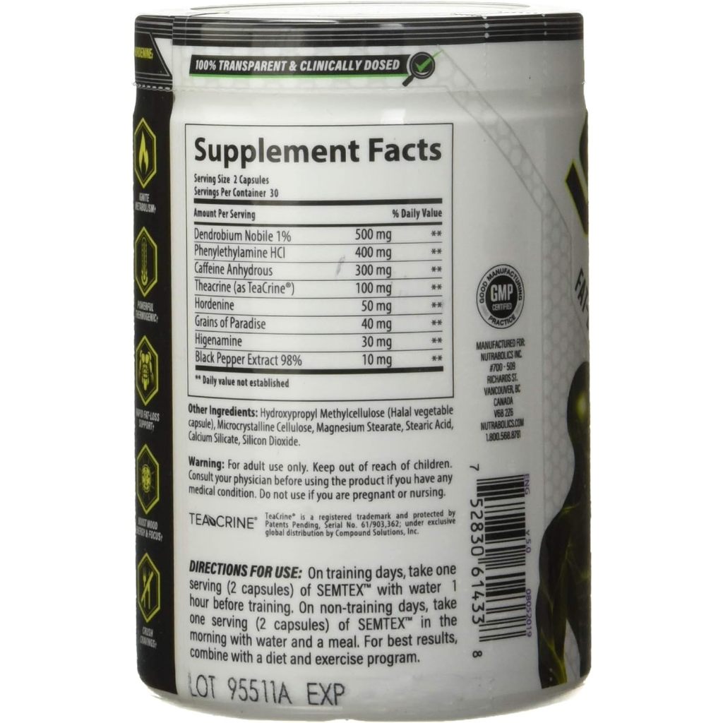 Viên Giảm Mỡ Nutrabolics Semtex 60 Viên Tăng sinh nhiệt, tăng trao đổi chất