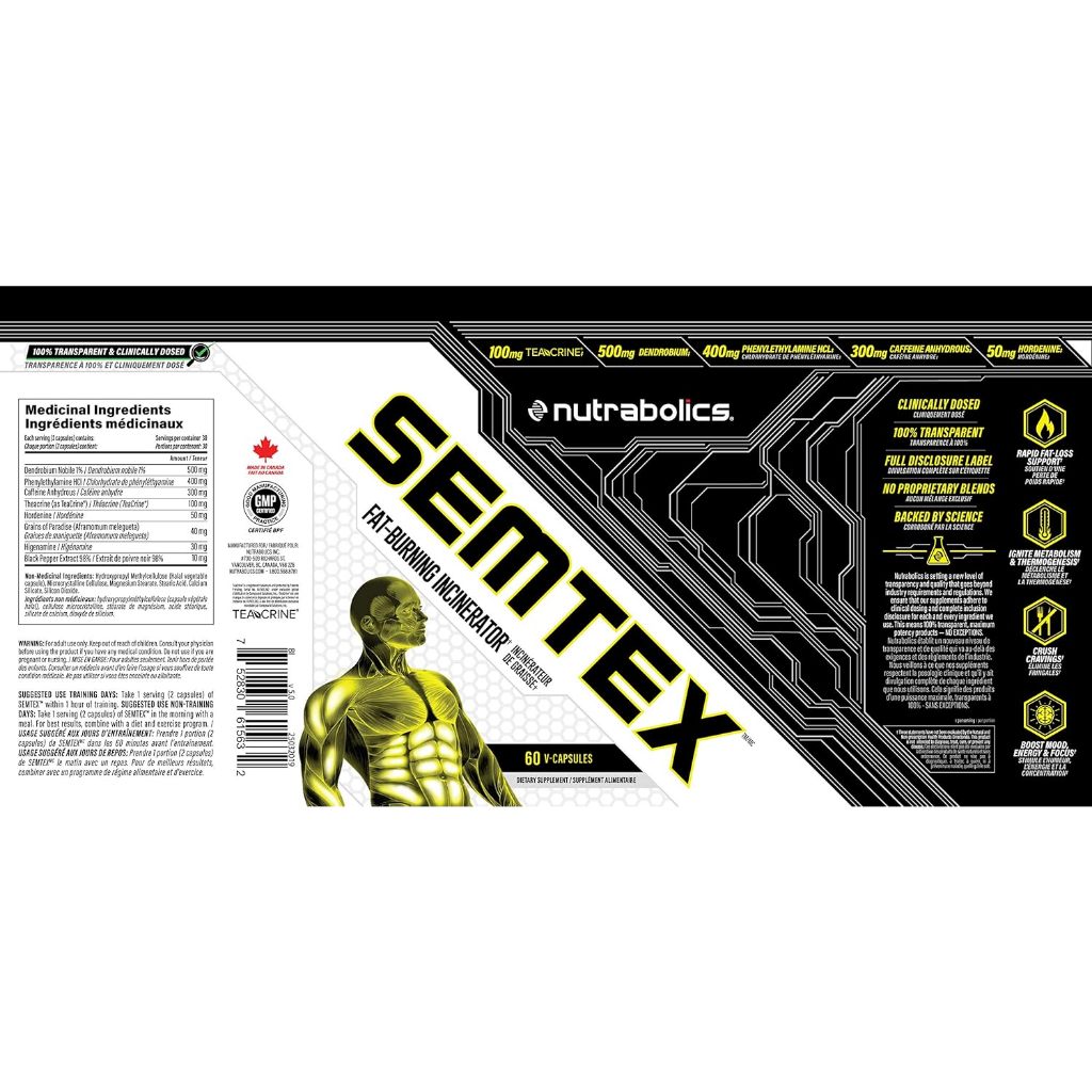 Viên Giảm Mỡ Nutrabolics Semtex 60 Viên Tăng sinh nhiệt, tăng trao đổi chất