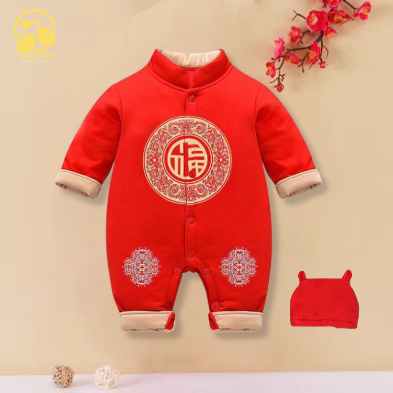 Quần áo trẻ em Chất Nỉ Bông ấm áp, Bộ body cho bé họa tiết Giáng sinh đáng yêu, Bodysuit cho bé trai bé gái từ 0-12M