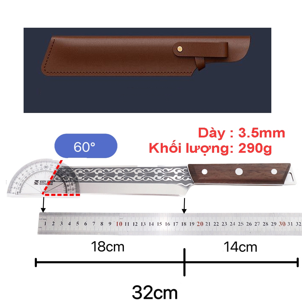 Dao Chặt Xương Hắc Long Nguyên Khối Chặt Thái Chất Liệu Thép Mangan Chiều Dài 45cm Jodily Starhome