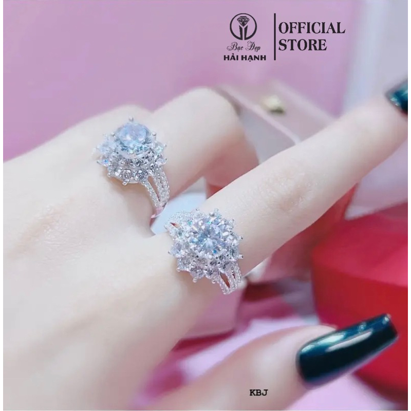 nhẫn hoa mai bạc ta HHJ