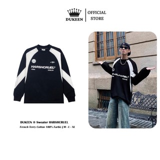 Áo Sweater Local Brand Phối Tay HARSHCRUEL Dukeen Oversize Nam nữ Form Rộng/ Đen AD036