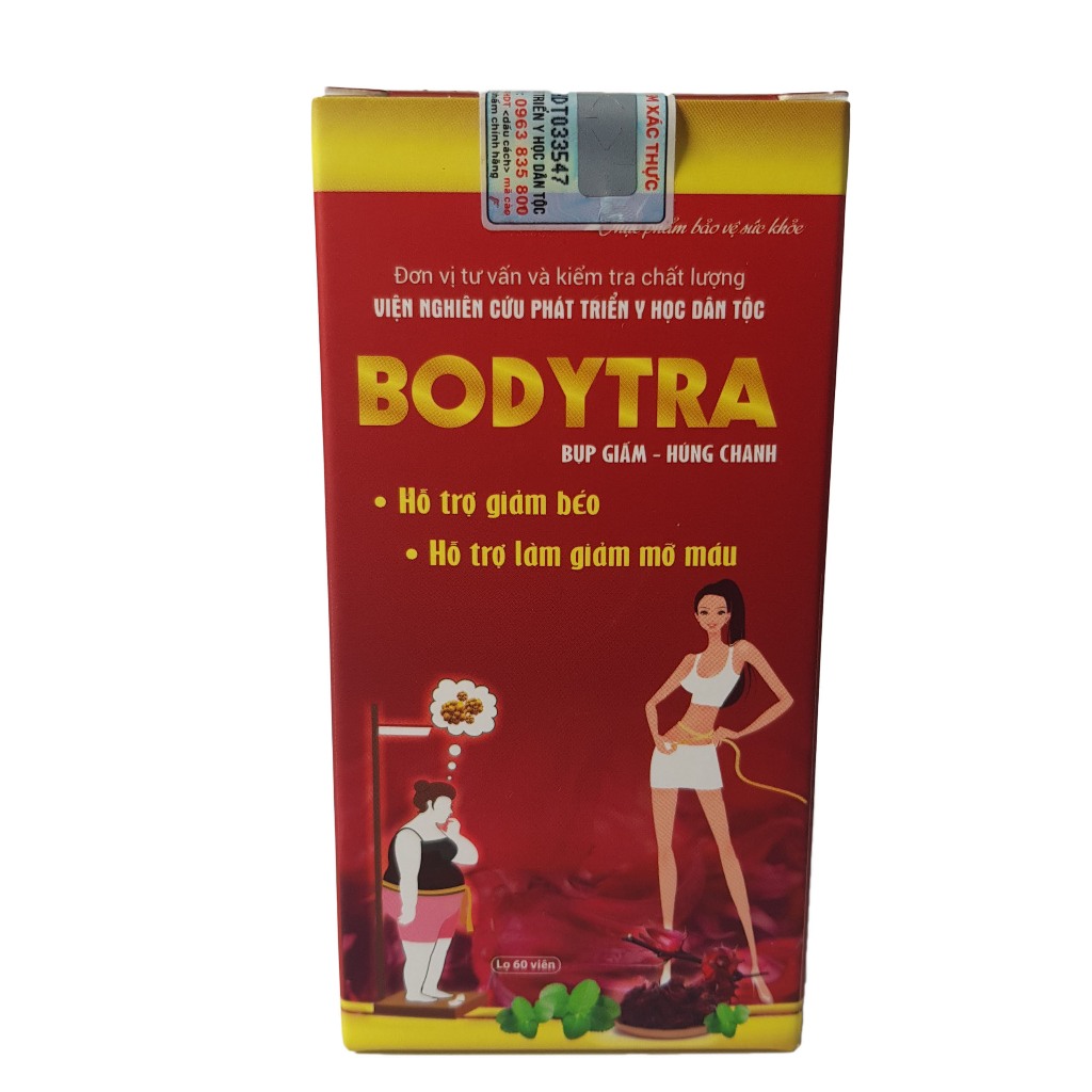 Giảm cân bodytra Viện Y Học Dân Tộc lọ 60 viên, thành phần tự nhiên