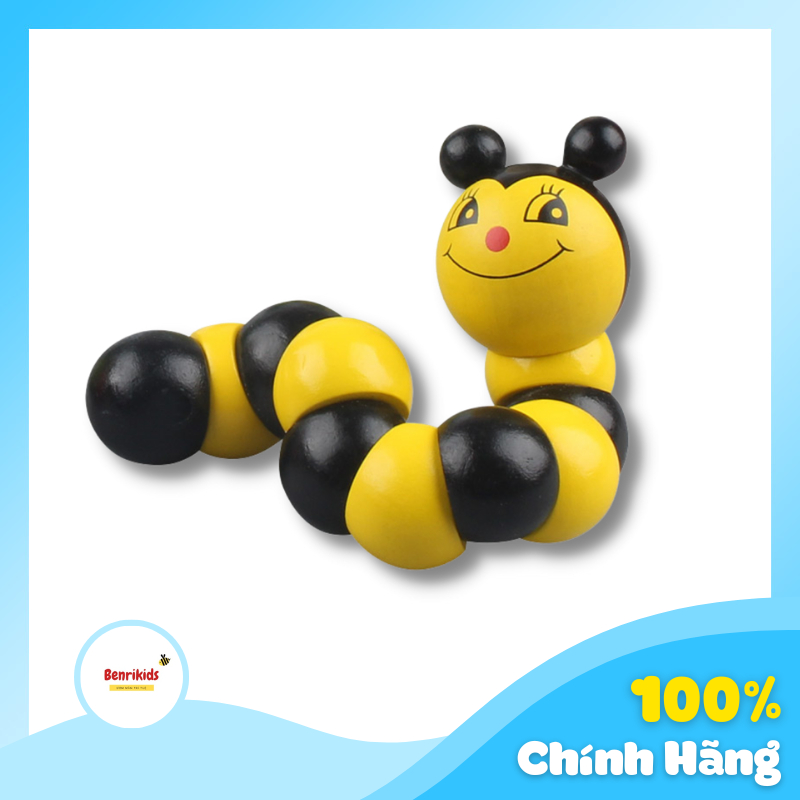 Đồ Chơi Con Sâu Uốn Dẻo Bằng Gỗ Benrikids Cho Bé Rèn Luyện Tay