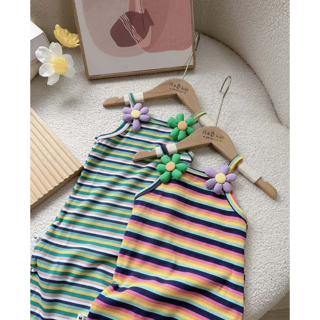 Váy bé gái tăm gân sát nách chữ thêu cho bé từ 10-28kg