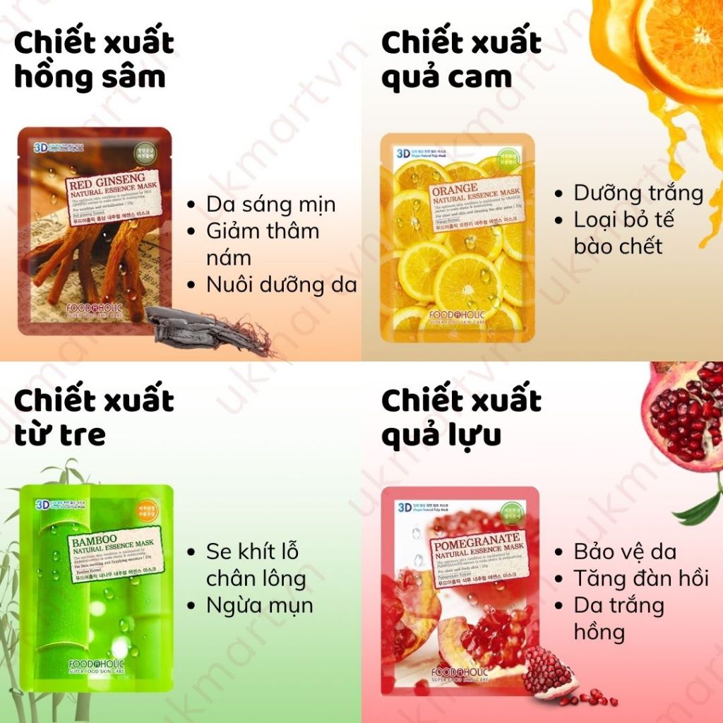 Mặt Nạ Dưỡng Da 3D FOODAHOLIC Natural Essence Mask 23ml