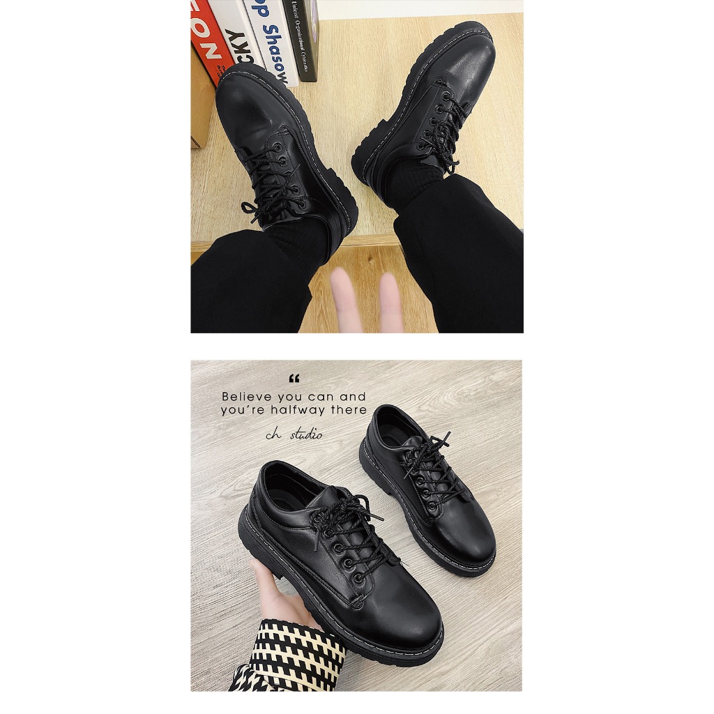 Giày da nam cổ thấp martens tăng chiều cao 4,5 cm Dr 302 New