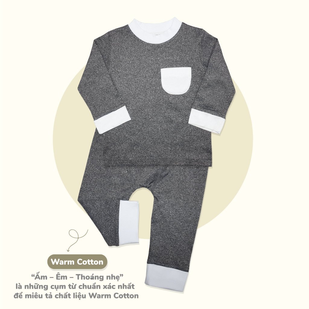 Bộ giữ nhiệt cổ lọ 3cm Luxry vải cotton cho bé trai bé gái
