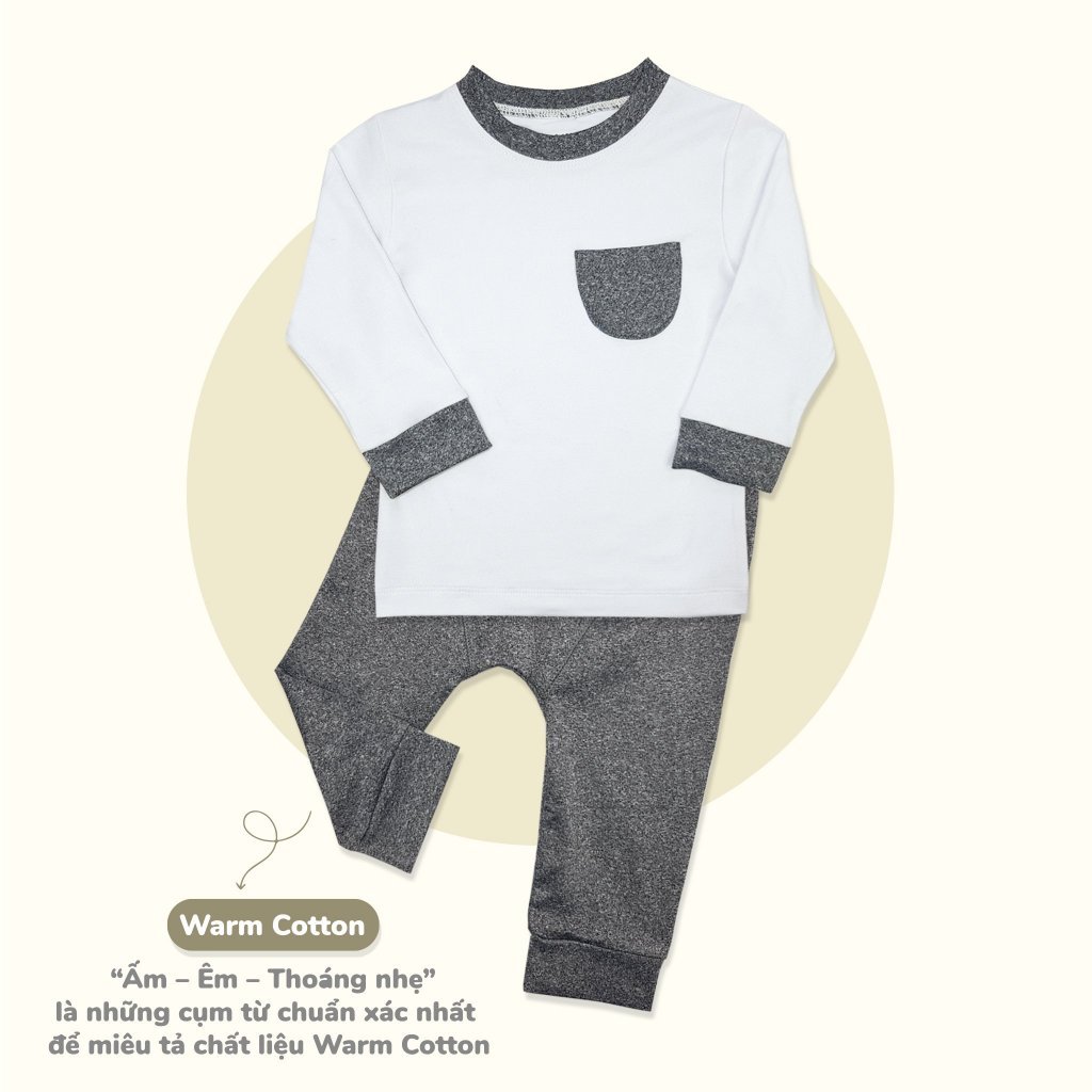 Bộ giữ nhiệt cổ lọ 3cm Luxry vải cotton cho bé trai bé gái