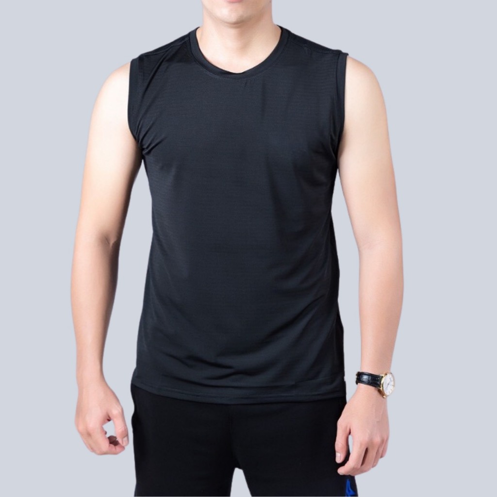 Áo thun ba lỗ nam Gấu 194 vải thun mè co dãn 4 chiều, áo thể thao - gym - bóng đá, from slim fit - MÈ NGANG 2 BL