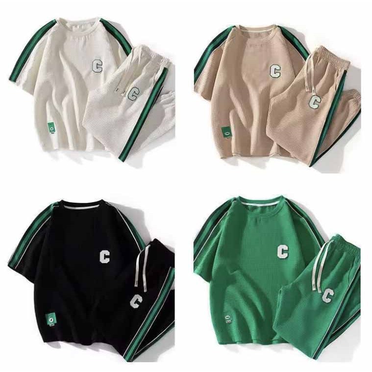 Bộ thu đông nam sét đồ bộ nữ phối viền in C bộ dài boy phố ngủ đi chơi  thể thao chất xốp thun tổ ong đẹp - TâmShop