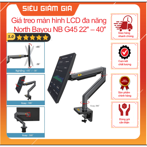 Giá treo màn hình LCD Arm màn hình đa năng North Bayou NB cho màn "22-40 inch"-Hàng Chính Hãng