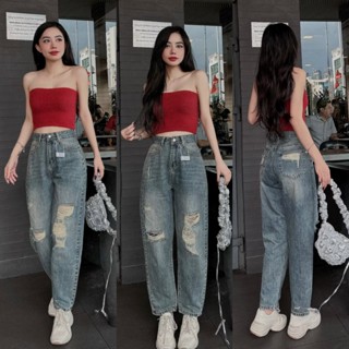   VẢI QC CAO CẤP  QUẦN BAGGY LƯNG CAO CHẤT JEANS MỀM XỊN MS 581 LANVYSHOP 