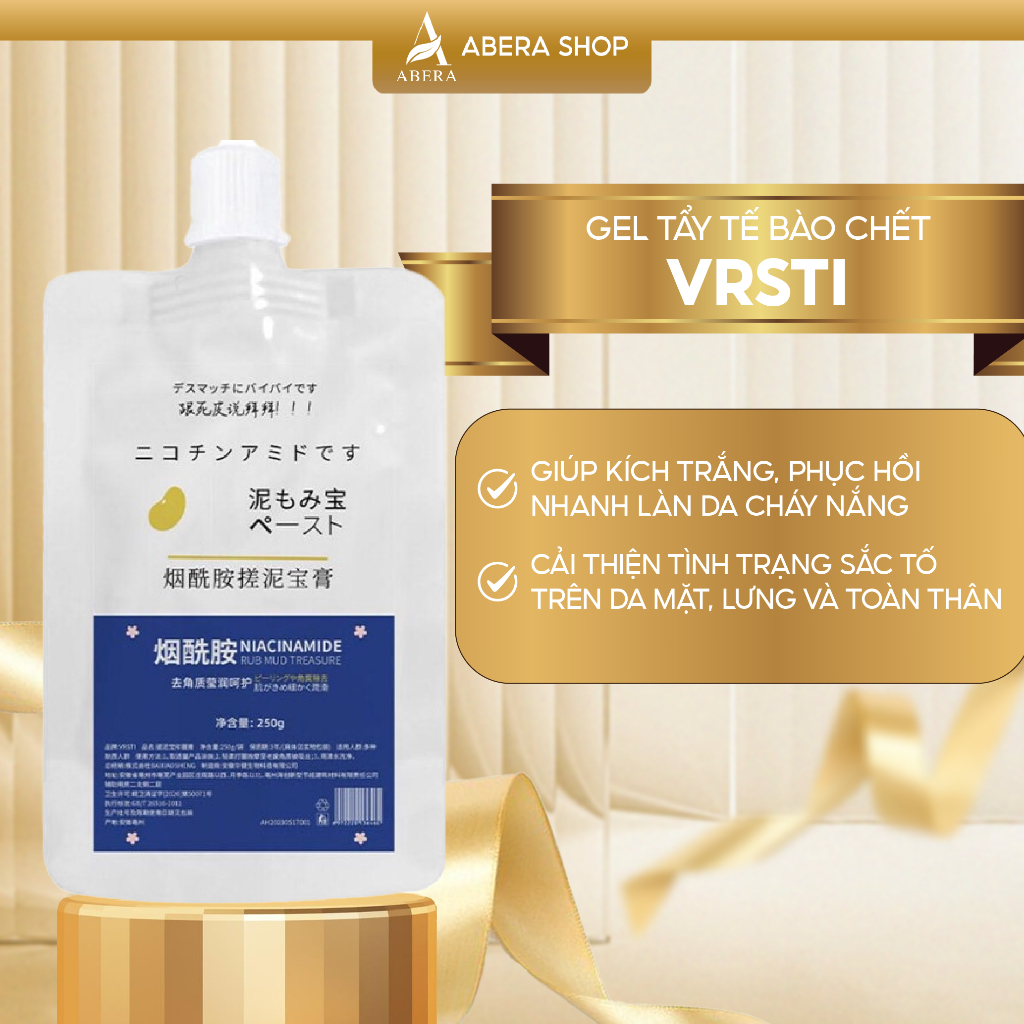 VRSTI - Gel tẩy tế bào chết kích trắng đào thải hắc tố Vrsti, Gel tẩy tế bào chết, bã nhờn trên da, lấy đi lớp da sần