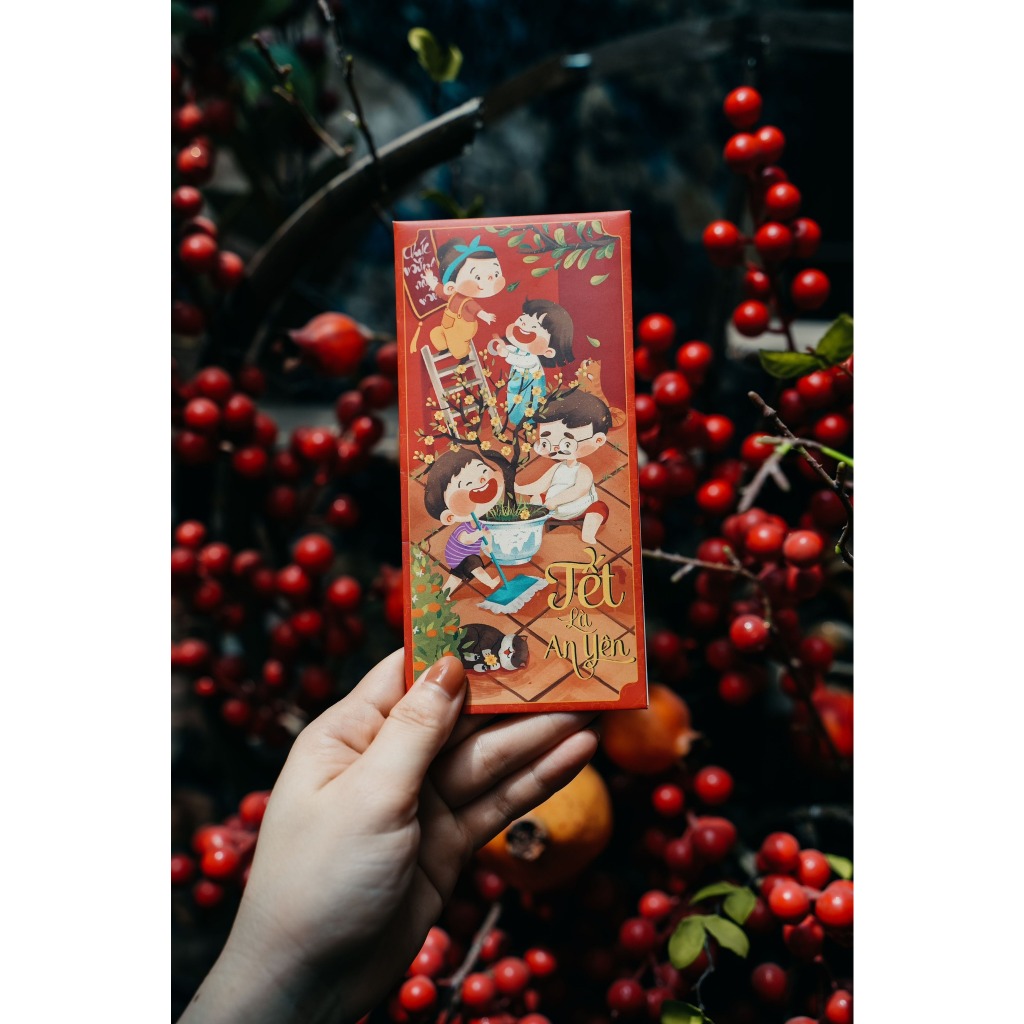 Combo 100 phong bao lì xì tết 2024 thiết kế gia đình ngày đầu năm mới hcom505
