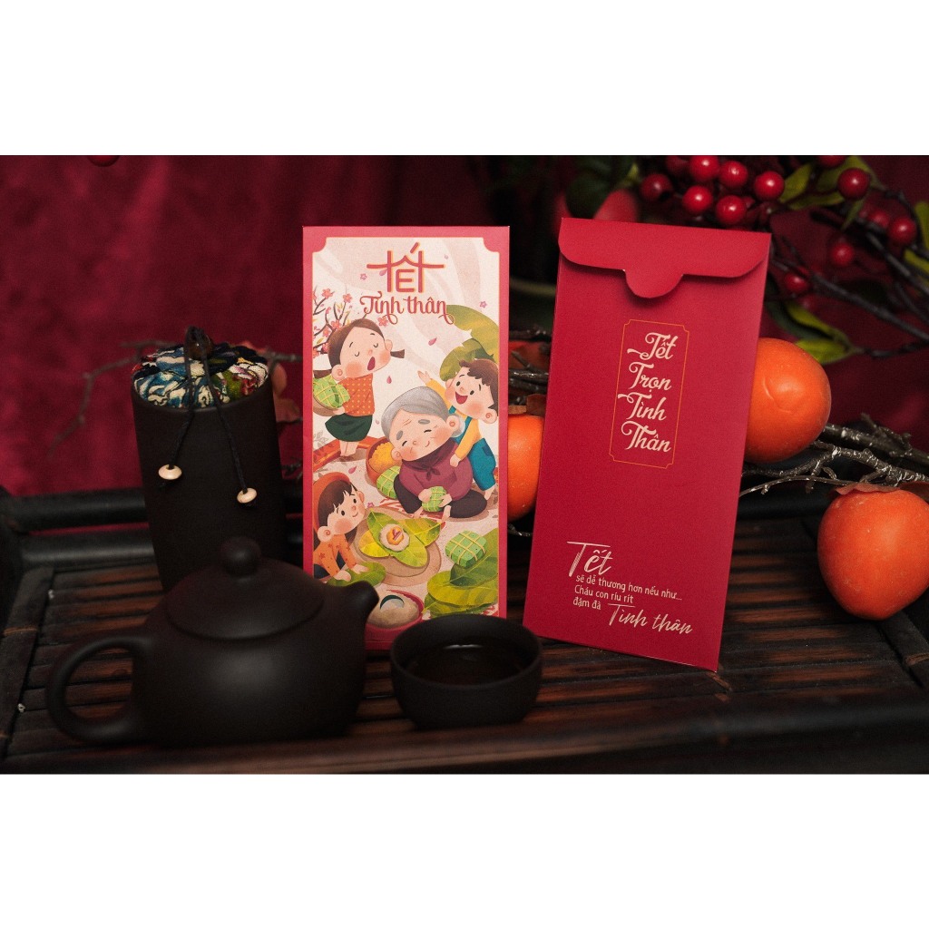 Combo 100 phong bao lì xì tết 2024 thiết kế gia đình ngày đầu năm mới hcom505