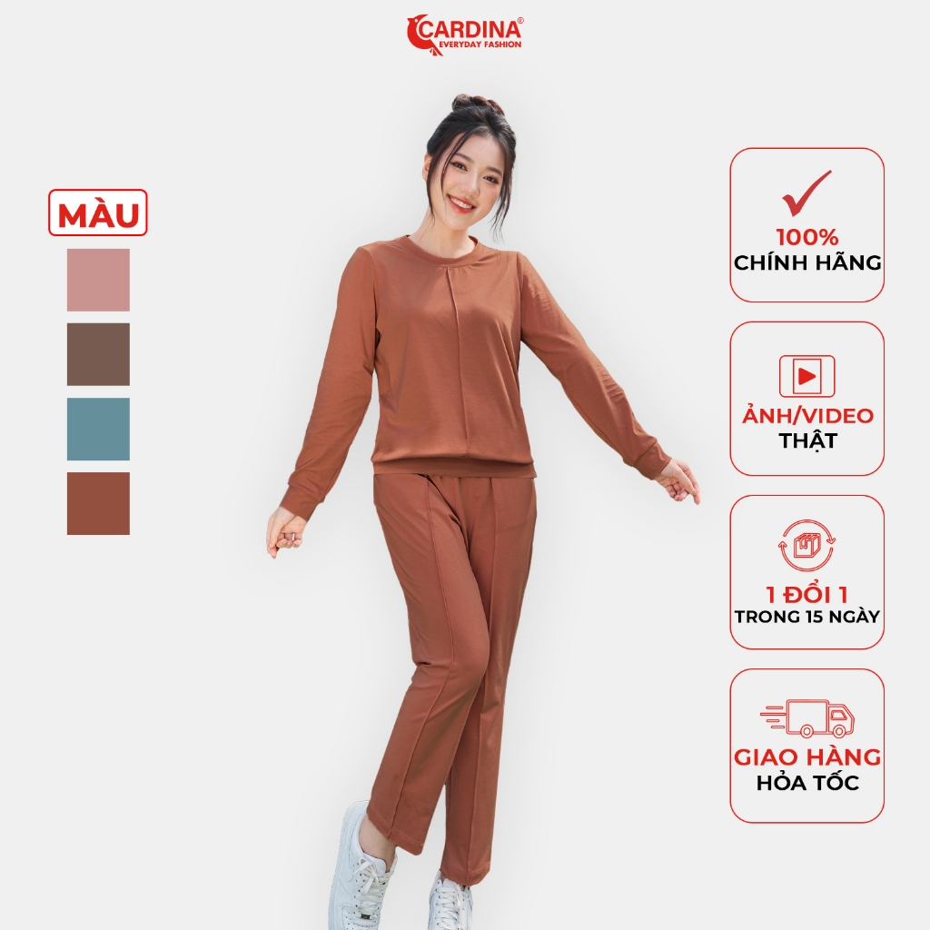 Đồ bộ thu đông nữ CARDINA chất liệu cotton cao cấp bền đẹp thoáng mát dáng áo rộng vừa trẻ trung năng động 3BTD04