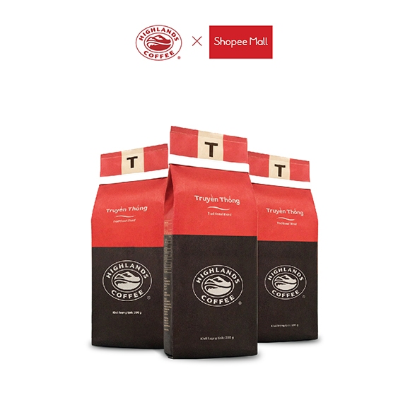 Combo 3 gói Cà phê rang xay Truyền thống Highlands Coffee 200g