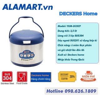 Nồi ủ chân không giữ nhiệt inox decker's home thermo pot yxm-d35cf 3.5l
