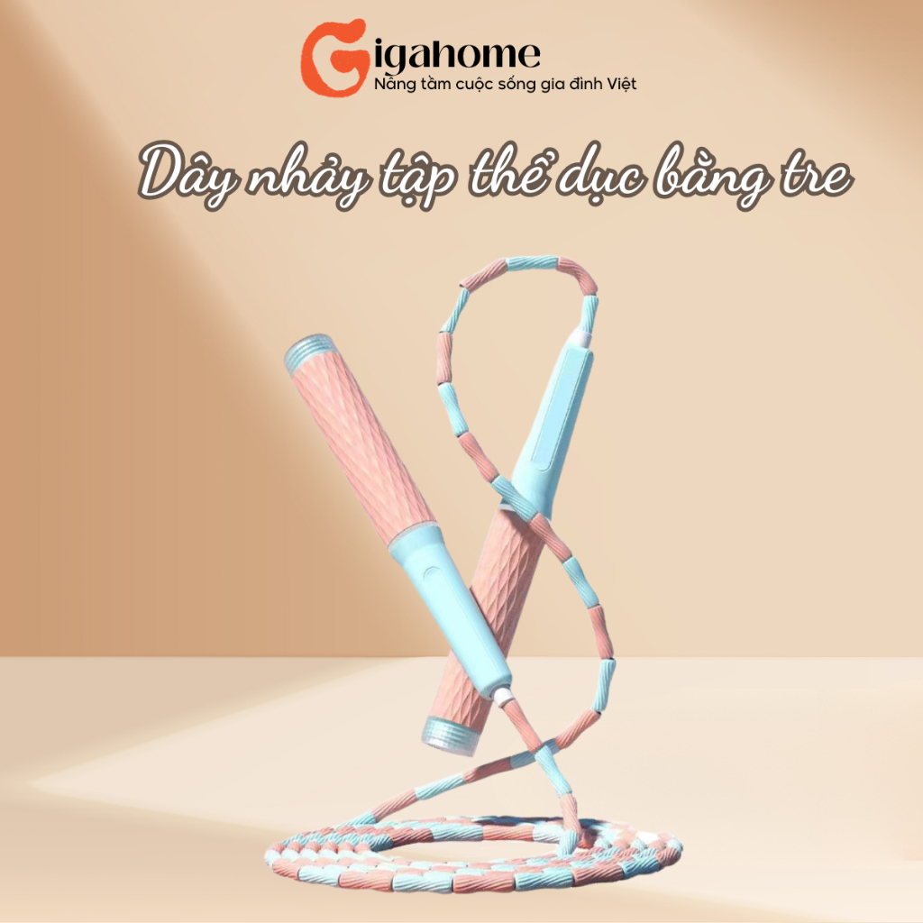 Dây Nhảy Tập Thể Dục GIGAHOMEVN Tăng Cường Thể Lực, Giảm Cân Hiệu Quả Bằng Tre Chống Thắt Nút 1087