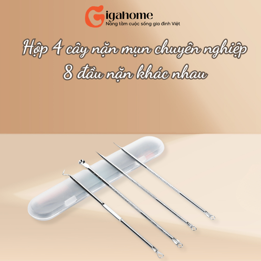 Bộ 4 Cây Nặn Mụn Chuyên Nghiệp GIGAHOME 8 Đầu Nặn Khác Nhau 4049
