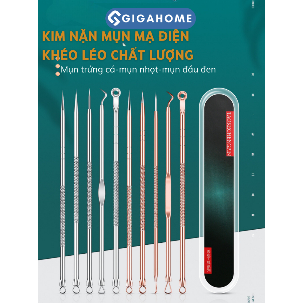 Bộ 4 Cây Nặn Mụn Chuyên Nghiệp GIGAHOME 8 Đầu Nặn Khác Nhau 4049