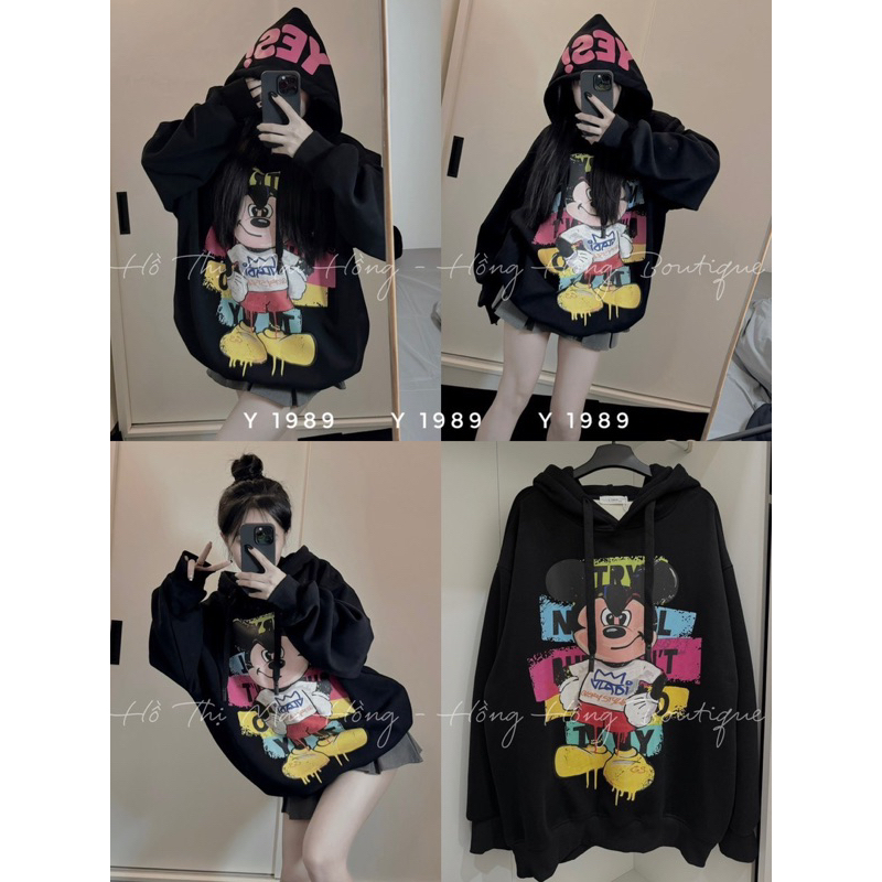 Áo hoodie Mickey lót lông hàng Tang QC chuẩn mẫu