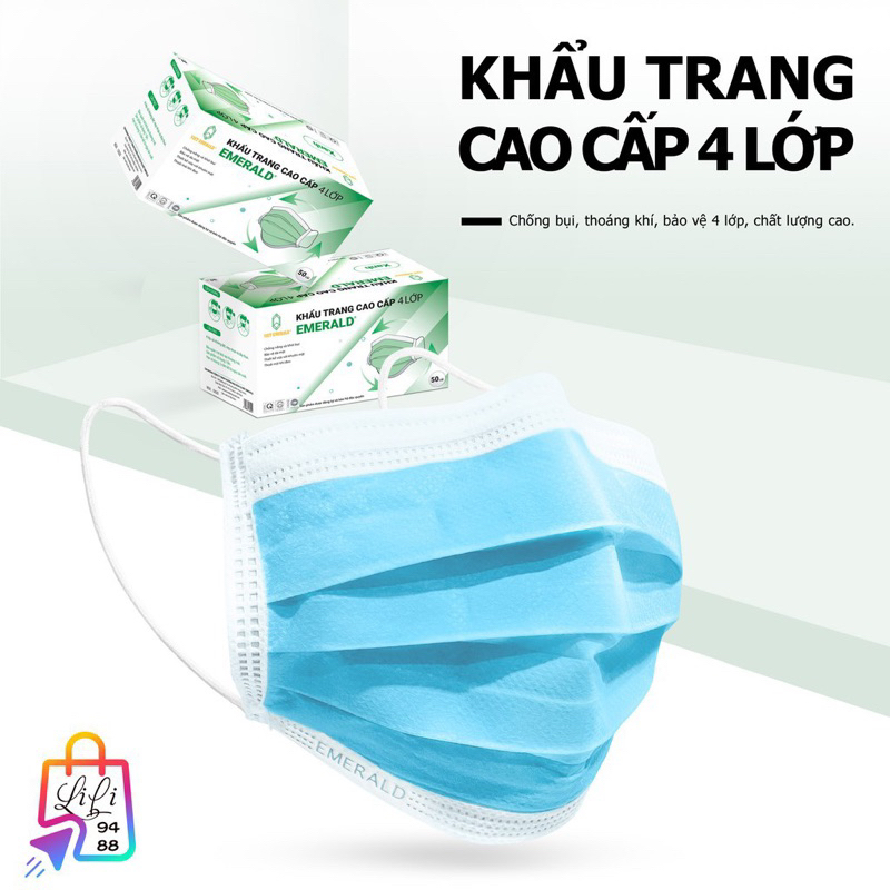 [250 chiếc] Khẩu trang y tế cao cấp (4 lớp) màu xanh,màu xám,màu trắng