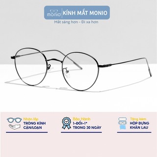 Gọng kính cận thời trang MONIO mắt tròn chất liêu kim loại siêu bền 8021