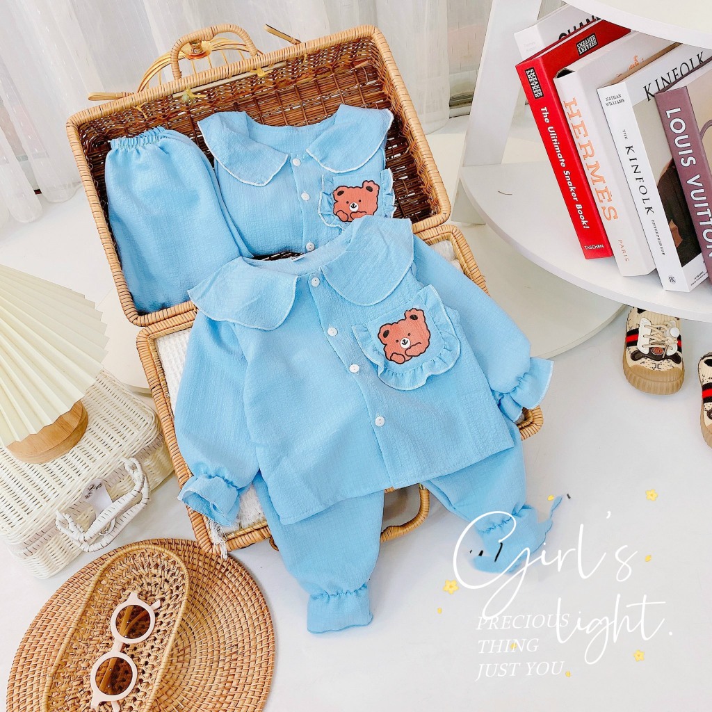 Bộ pizama cổ bèo dài tay cho bé yêu từ 8-20kg