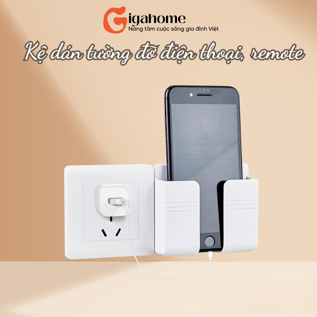 Kệ Dán Tường Đa Năng GIGAHOMEVN Tiện Lợi Cho Việc Để Remote, Đỡ Điện Thoại Khi Sạc 9910