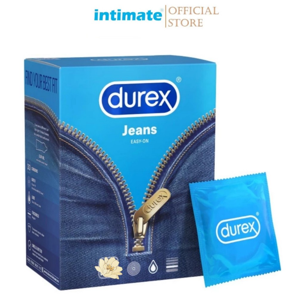 Bao cao su Durex Jeans chính hãng hộp 3 cái kéo dài thời gian quan hệ siêu mỏng ôm khít sát bôi trơn