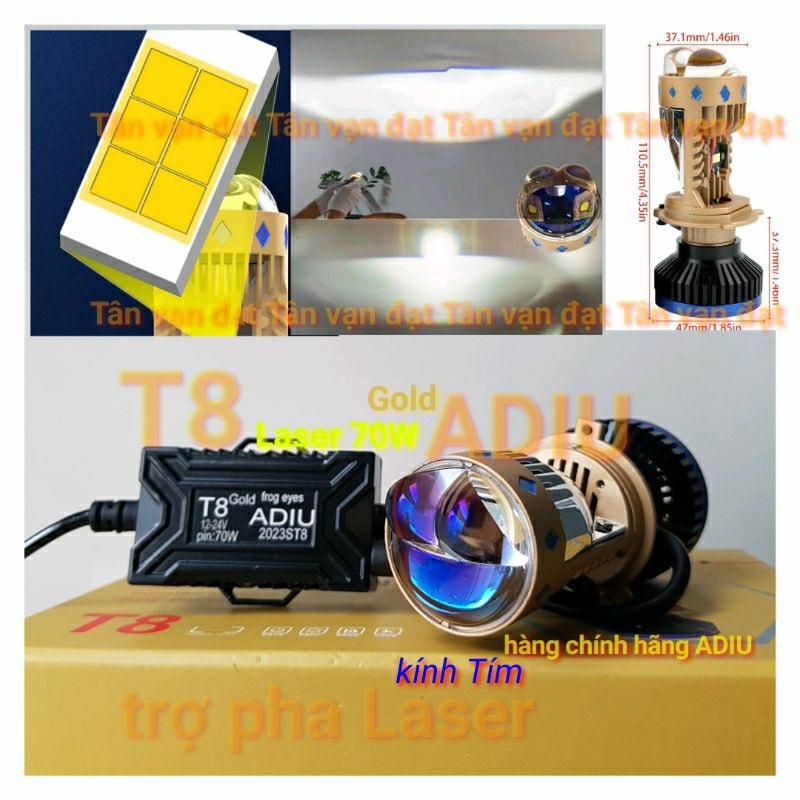 T8 trợ pha Laser 70W kính Tím- bóng đèn bi cầu H4 HS1 T2 Pro, P6 plus 65W kính Tím, G63 black bản 2023 giá 1 bóng