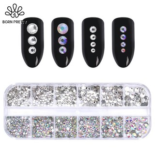 Born pretty set đá khối mini bạc mix lánh trang trí móng tay