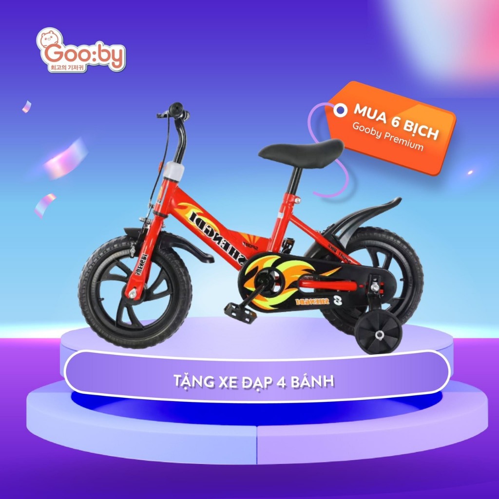 [Mua xe tặng kèm 6 bịch bỉm đêm Gooby] Xe đạp 4 bánh Gooby cho bé tập chạy (Nhắn shop size bỉm của bé nha)
