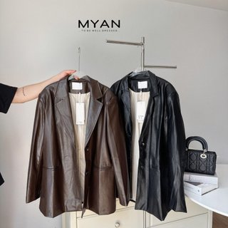Áo khoác da chất liệu mềm 2 màu đen, nâu myan design a102355