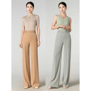 Quần suông ống rộng cạp cao nút lệch dễ phối đồ bigsize 75kg-lns-mã 317g