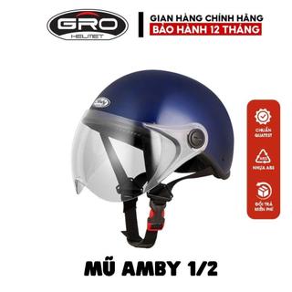 Nón bảo hiểm nửa đầu có kính ngắn Amby gọn nhẹ sơn nhiều màu.