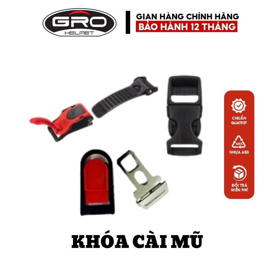 Bộ khóa cài, chốt cài quai nón mũ bảo hiểm GRO bằng inox bền đẹp, chắc chắn, an toàn
