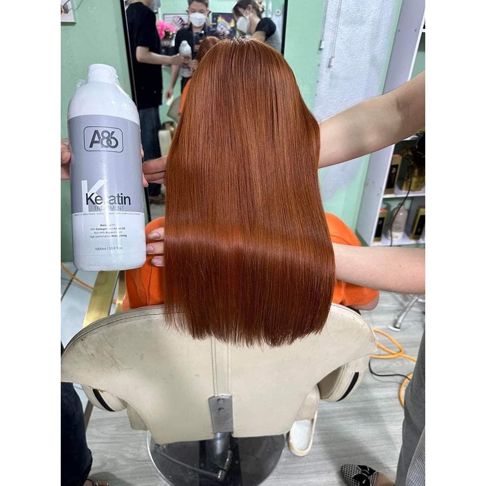Keratin A86 phục hồi tóc hư tổn, tóc nhũn nát hương thơm dâu không bết cay nhẹ chai 1000ml