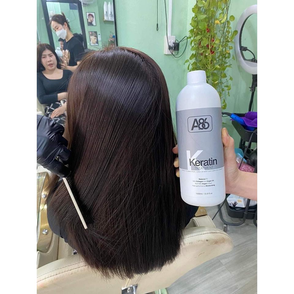 Keratin A86 phục hồi tóc hư tổn, tóc nhũn nát hương thơm dâu không bết cay nhẹ chai 1000ml