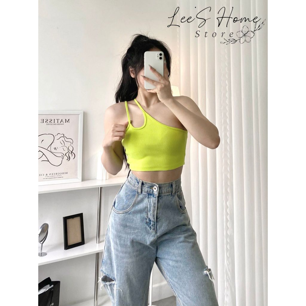 A018 - Croptop Lệch Vai Hai Dây Sành Điệu Cho Cô Nàng Cá Tính