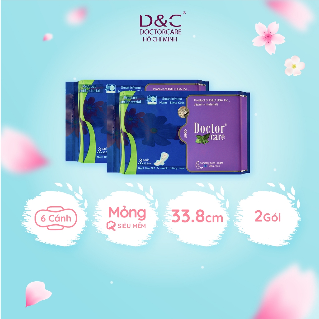 Combo 2 băng vệ sinh thảo dược D&C Doctor Care ban đêm siêu thấm hút