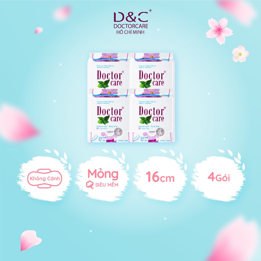 Combo 4 gói băng vệ sinh thảo dược siêu thấm hút D&C Doctor Care hằng ngày