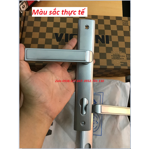 Bộ tay nắm khóa cửa nhôm màu xám bạc