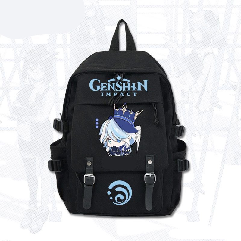 Balo vải khóa chéo Focalors Furina Genshin Impact cặp sách nam nữ đi học in hình game anime đựng đồ dùng học tập