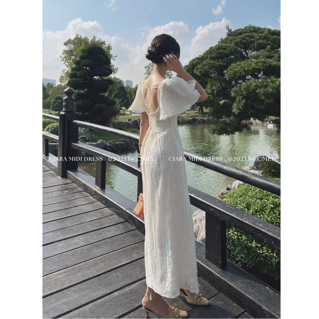 Đầm tơ gân Nhật cánh tiên Ciara Midi Dress