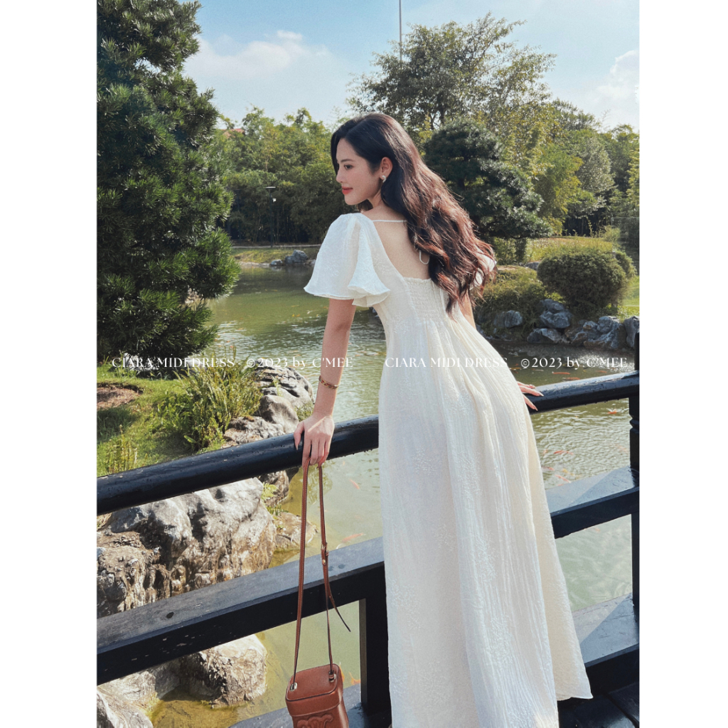 Đầm tơ gân Nhật cánh tiên Ciara Midi Dress
